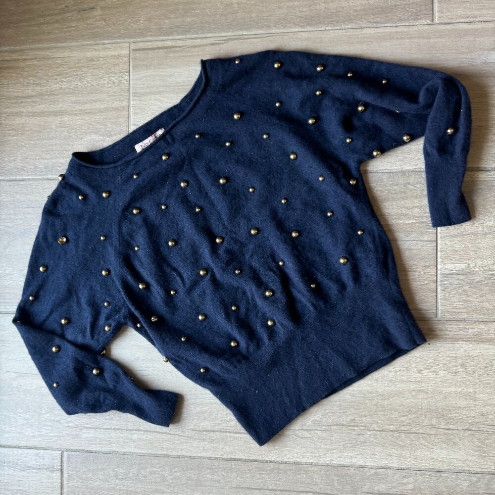 Juicy Couture Navy Sweater w/ Gold Bead Detail – Women’s XS